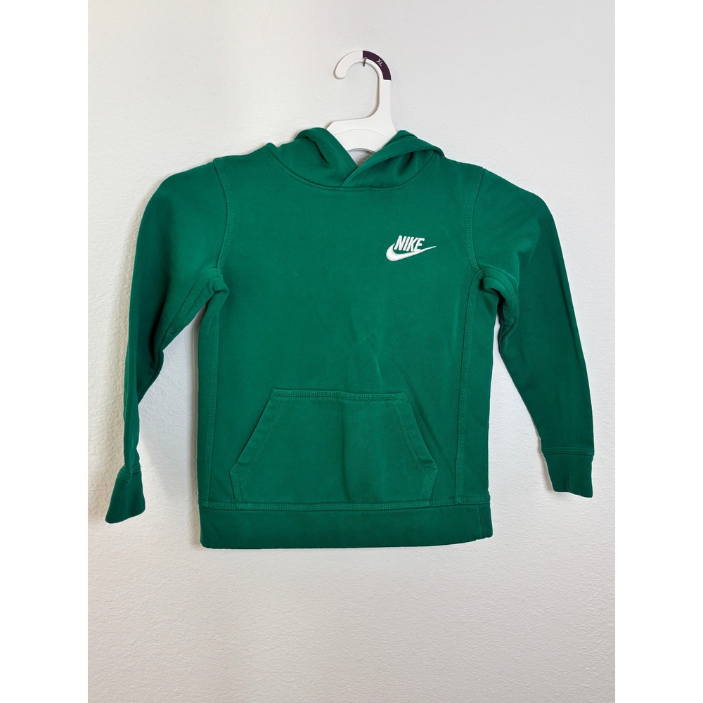 Nike Boys Green Fleece Pullover Hoodie Futura Logo Size 6 M 5-6 Years